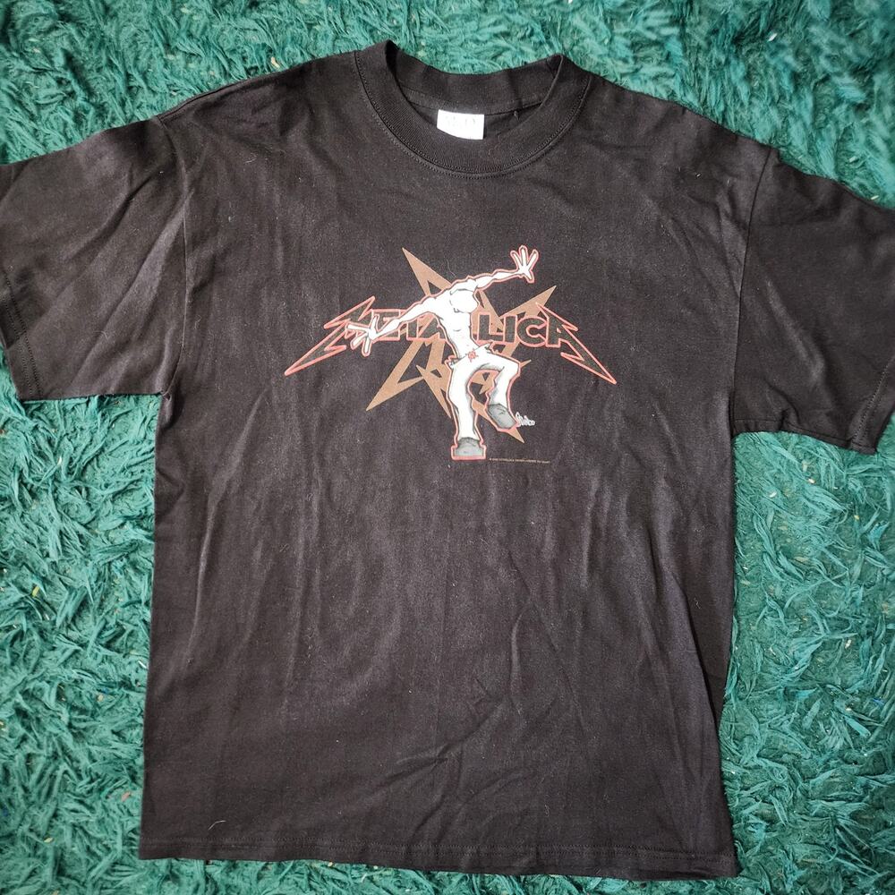 Vintage 2002 Metallica Star Logo Double Sided Band Tee Black Large